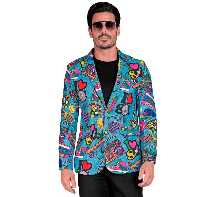 Translation missing: en.Chaqueta Fiesta Retro años 80 azul para hombre