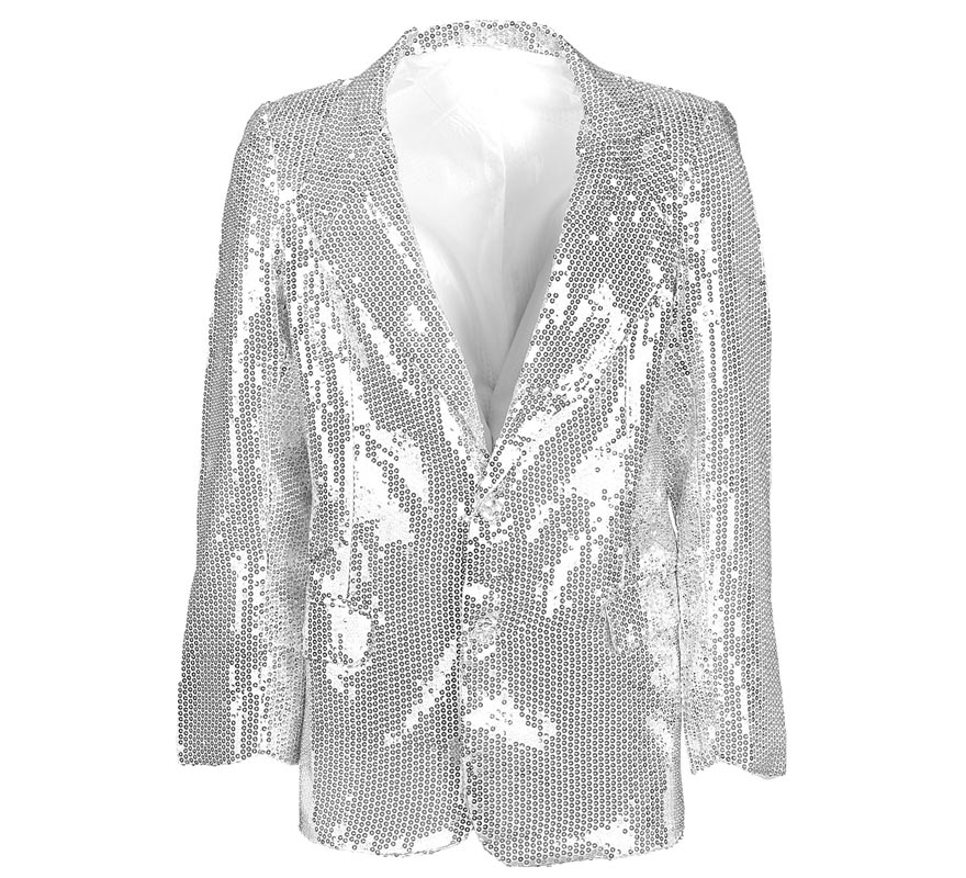 Chaqueta plateado con lentejuelas años 80 para hombre