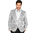 Chaqueta plateado con lentejuelas años 80 para hombre
