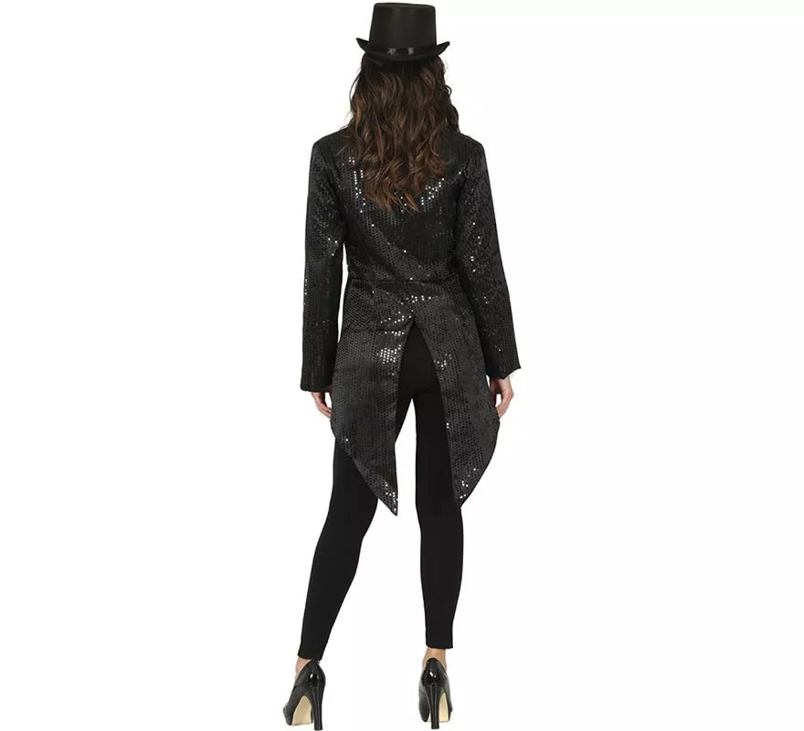 Disfraz o Frac con lentejuelas negro para mujer