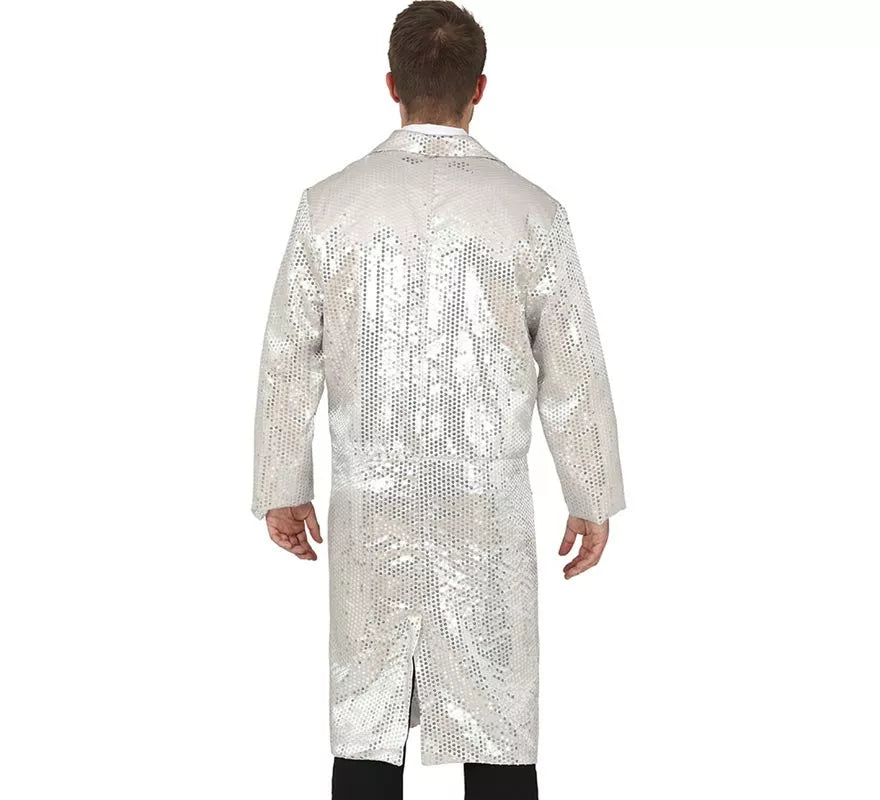 Disfraz o Frac con lentejuelas plateado para hombre