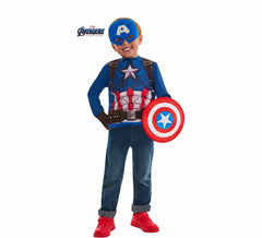 Costume o kit di Capitan America per bambini: maglietta, scudo, maschera e guanti
