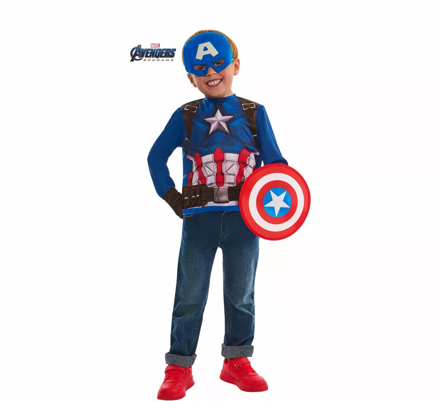 Translation missing: en.Disfraz o Kit de Capitán América para niño: Camiseta, Escudo, Máscara y Guantes