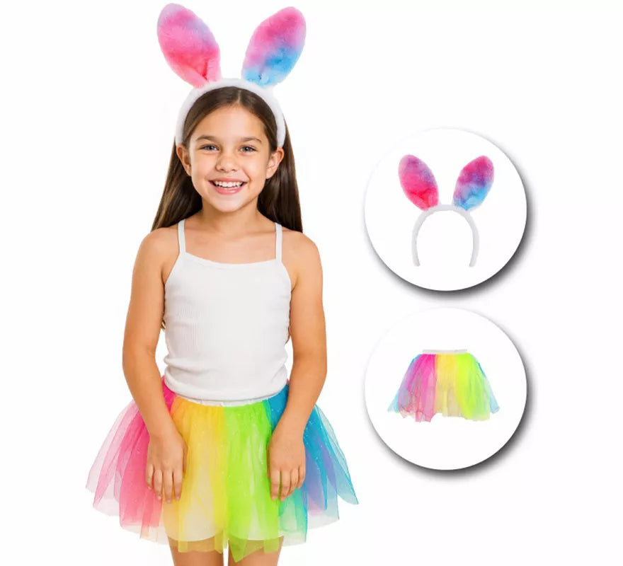 Disfraz o Kit de Conejo multicolor para niña