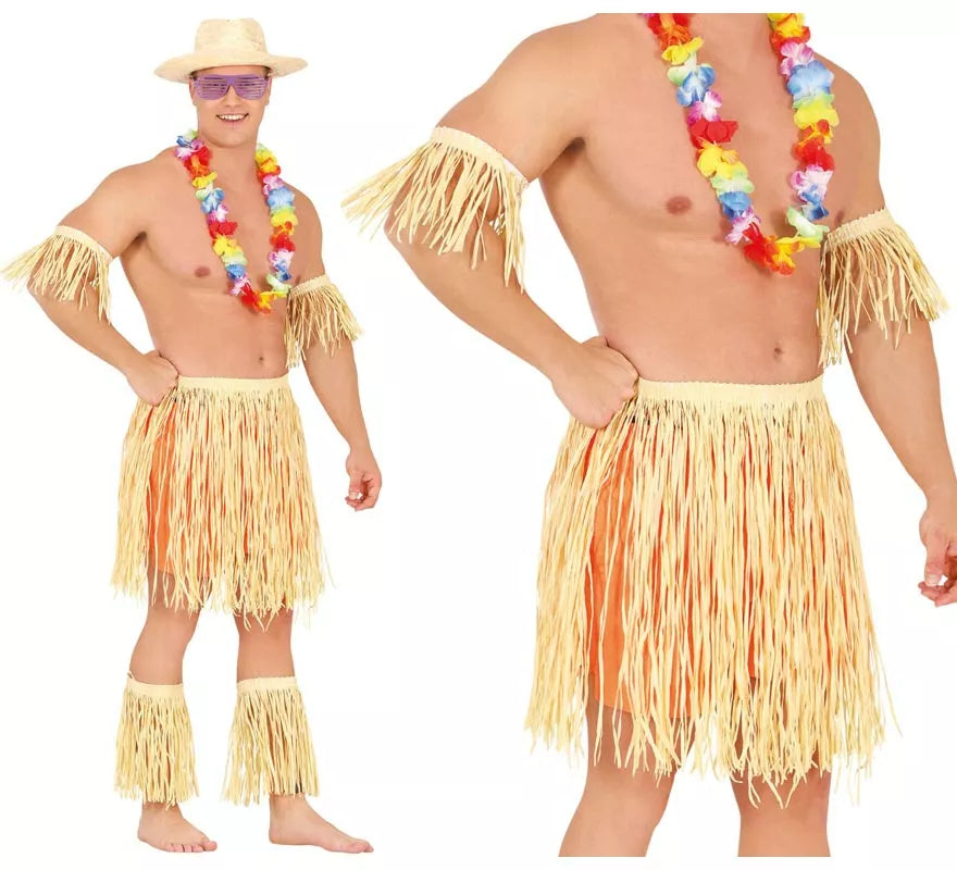 Translation missing: en.Disfraz o Kit de Hawaiano o Polinesio: Brazalete, Falda y Espinilleras