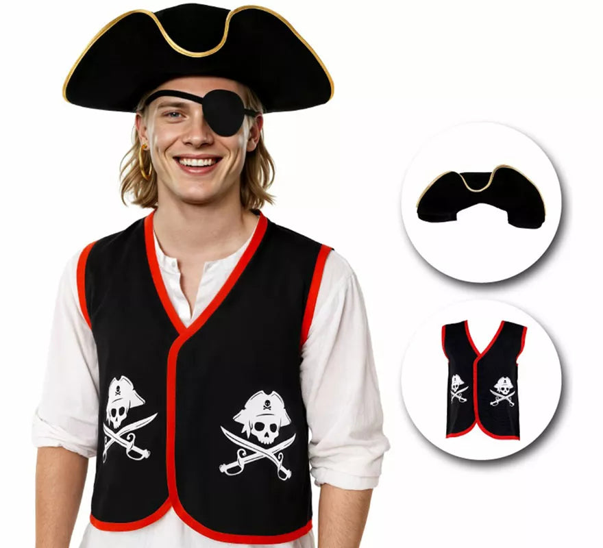 Translation missing: en.Disfraz o Kit de Pirata para adultos: Sombrero y Chaleco