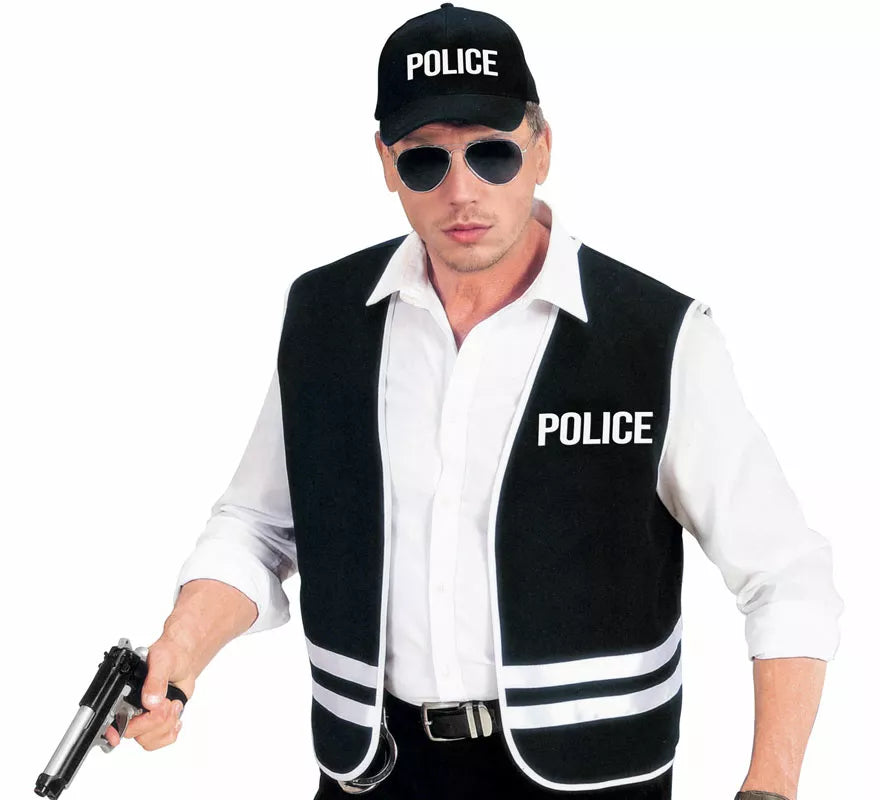 Disfraz o Kit de Policía para adultos: Chaleco y Gorra