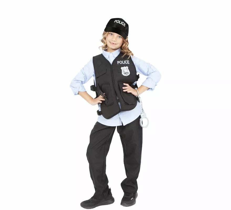 Translation missing: en.Disfraz o Kit de Policía para niños: Chaleco, Gorra, Porra, Esposas
