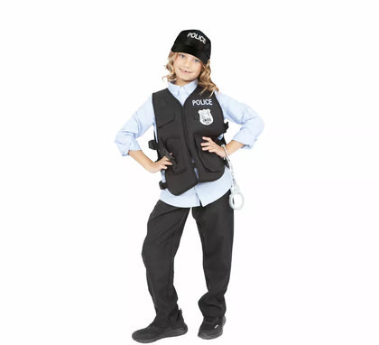 Disfraz o Kit de Policía para niños: Chaleco, Gorra, Porra, Esposas
