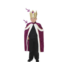 Wizard King Costume or Kit: Cape and Crown for children