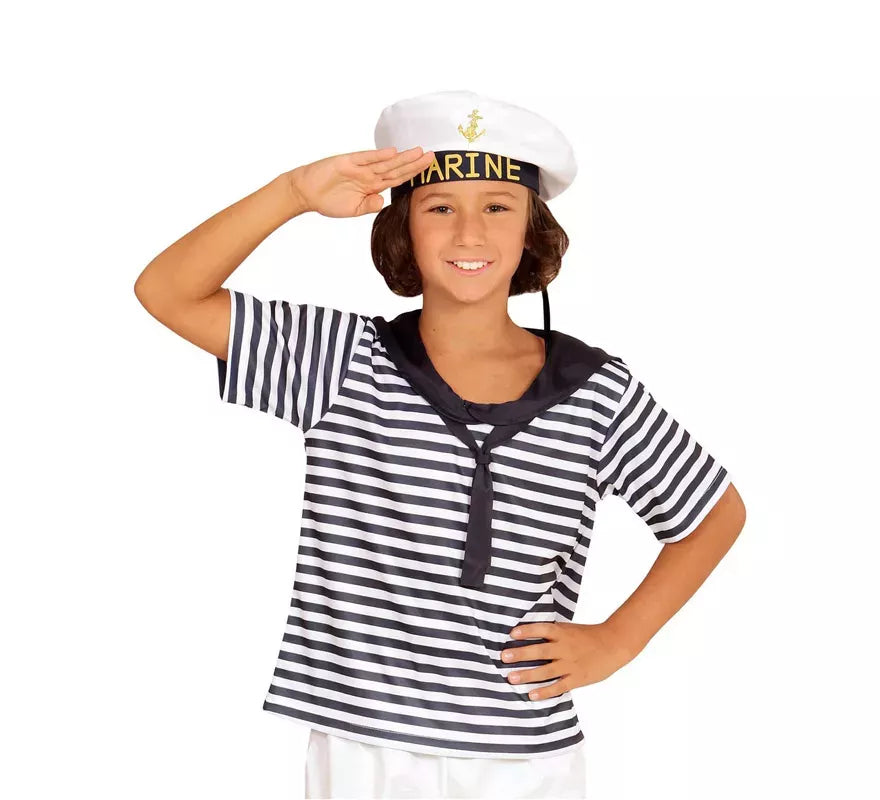 Translation missing: en.Disfraz o Kit Marinero Clásico a Rayas Infantil: Camiseta y Gorra