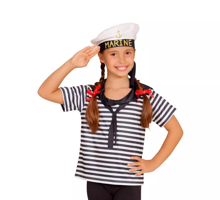 Disfraz o Kit Marinero Clásico a Rayas Infantil: Camiseta y Gorra