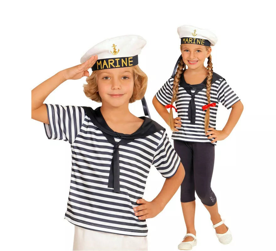Translation missing: en.Disfraz o Kit Marinero Clásico a Rayas Infantil: Camiseta y Gorra
