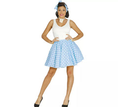 Blue 50s Pin Up Costume or Kit for Women: Skirt and Bow