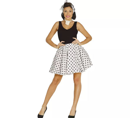 Disfraz o Kit Pin Up de los 50 Blanco para mujer: Falda y Lazo