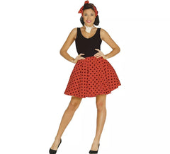 Red 50s Pin Up Costume or Kit for Women: Skirt and Bow