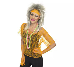 Orange 80s Pop Costume or Kit: T-shirt, Gloves and Ribbon