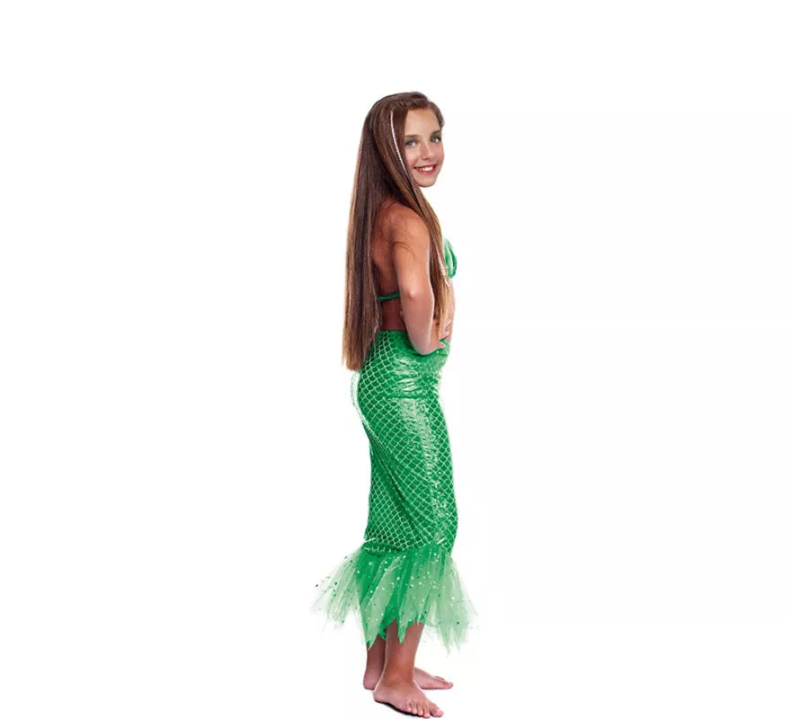 Disfraz o Kit Sirena Verde para niña: Top y Falda