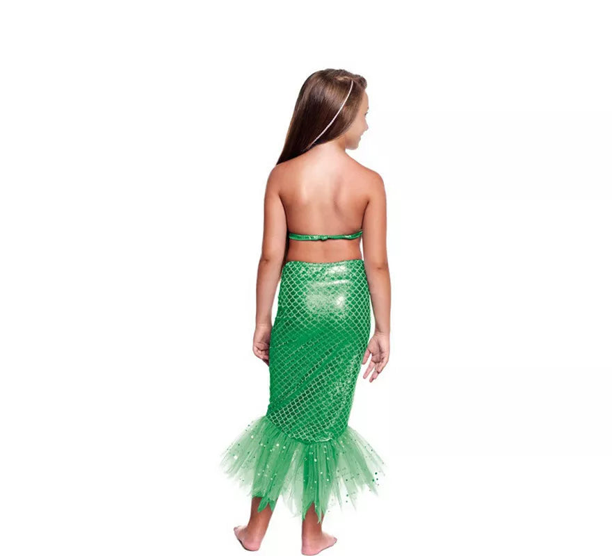 Disfraz o Kit Sirena Verde para niña: Top y Falda