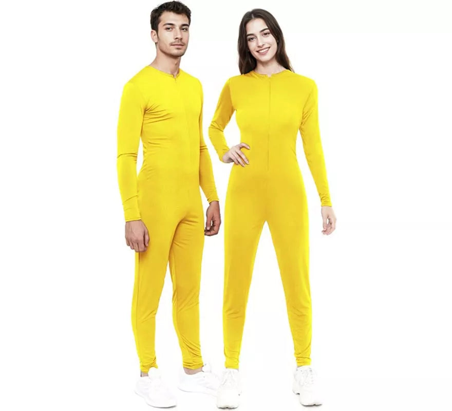 Disfraz o Mono amarillo cierre frontal para adulto