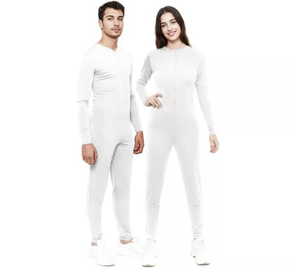 Disfraz o Mono blanco cierre frontal para adulto