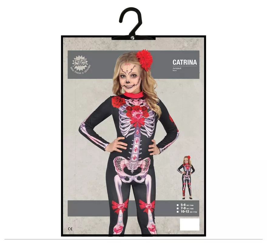 Disfraz o Mono Catrina Floreado para niña