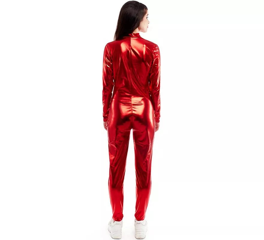 Translation missing: en.Disfraz o Mono metálico cierre frontal rojo para mujer