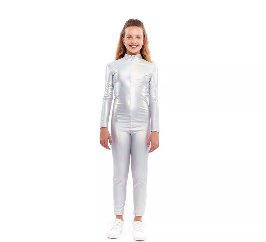 Disfraz o Mono Metálico holográfico para niña