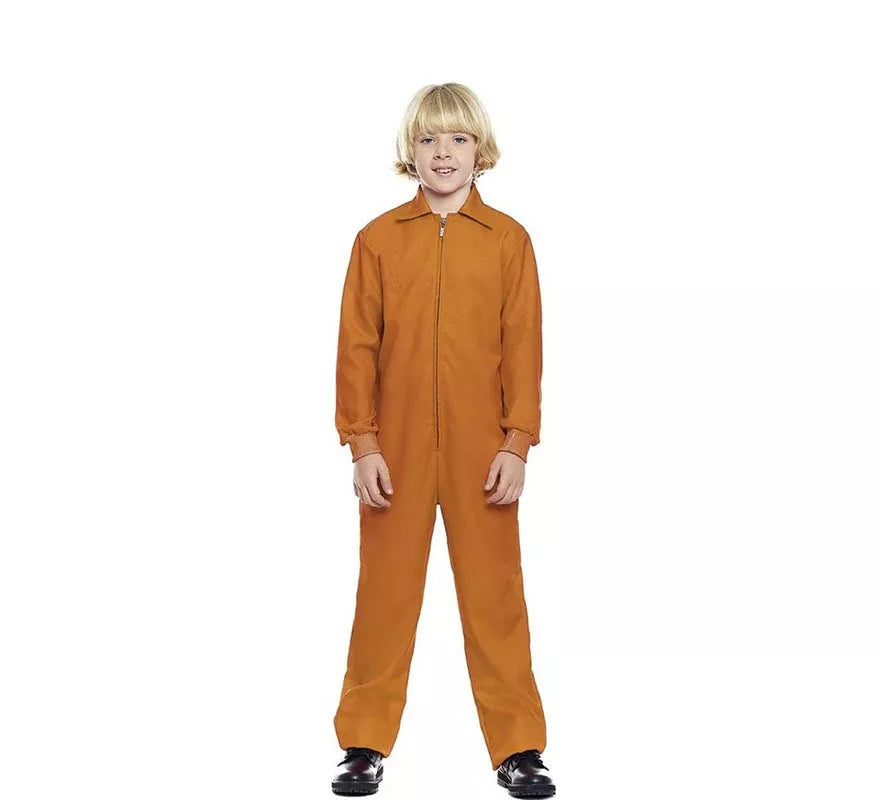 Disfraz o Mono Trabajador naranja cierre frontal para niño