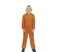 Orange worker costume or jumpsuit with front closure for children