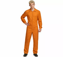 Orange worker costume or jumpsuit for men