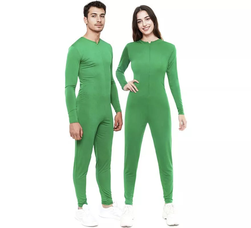 Disfraz o Mono verde cierre frontal para adulto