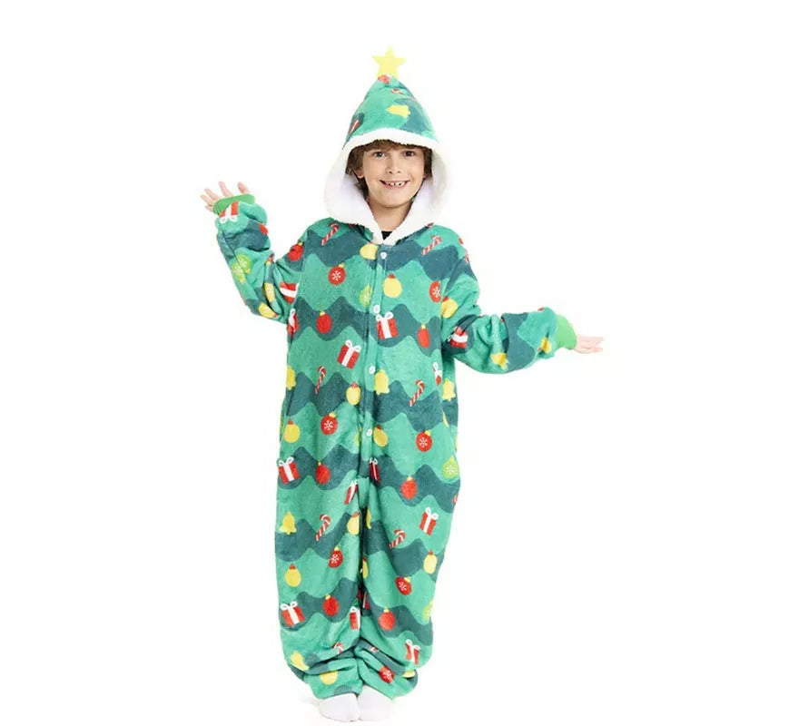 Disfraz o Pijama Árbol de Navidad con capucha para niños