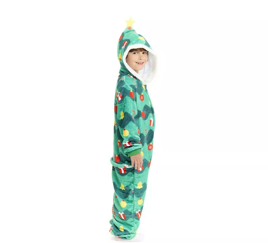 Disfraz o Pijama Árbol de Navidad con capucha para niños
