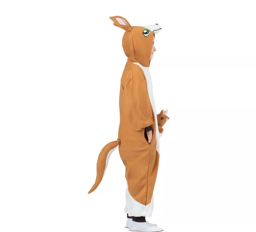 Disfraz o Pijama de Canguro con capucha y peluche para niños