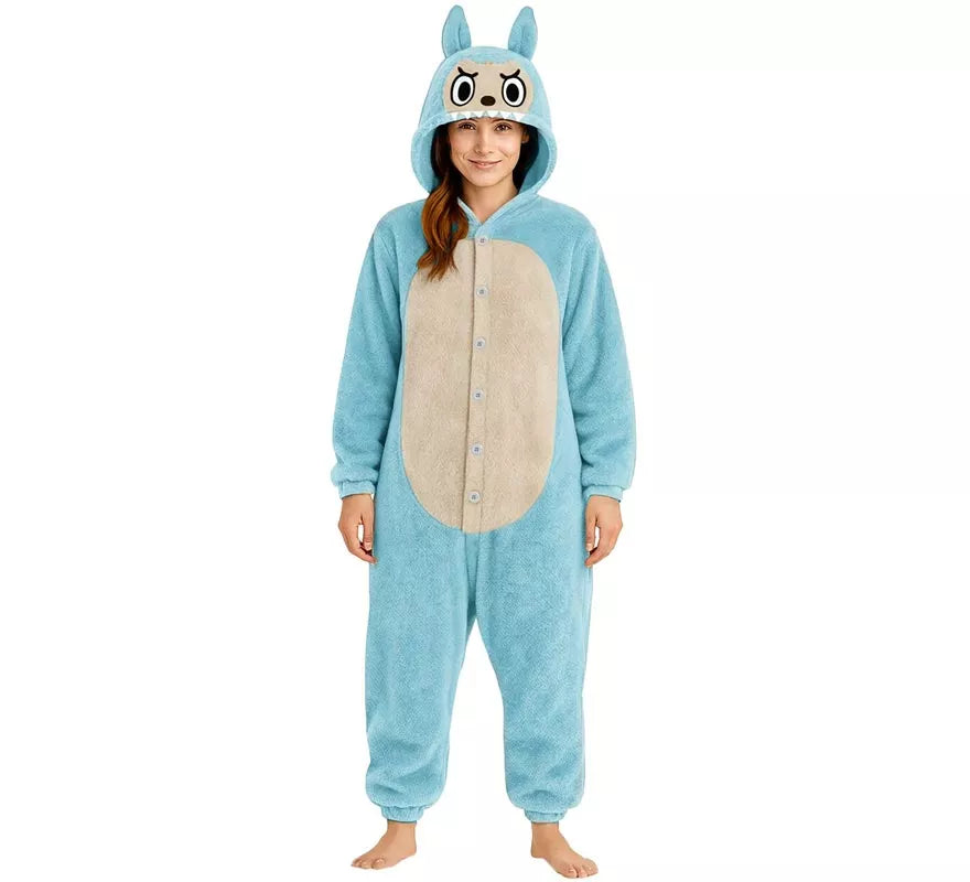 Disfraz o Pijama de Monstruo Lulú azul para mujer