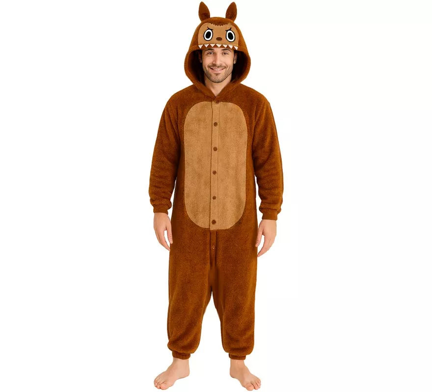 Disfraz o Pijama de Monstruo Lulú marrón para hombre