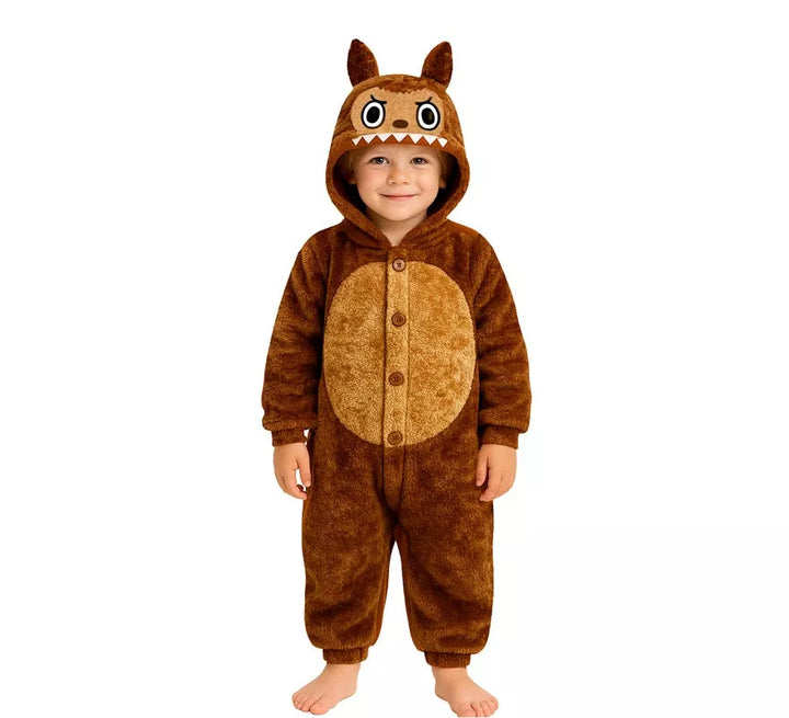 Disfraz o Pijama de Monstruo Lulú marrón para niños