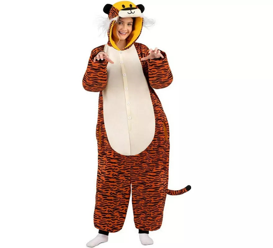 Translation missing: en.Disfraz o Pijama de Tigre oscuro con capucha para adulto