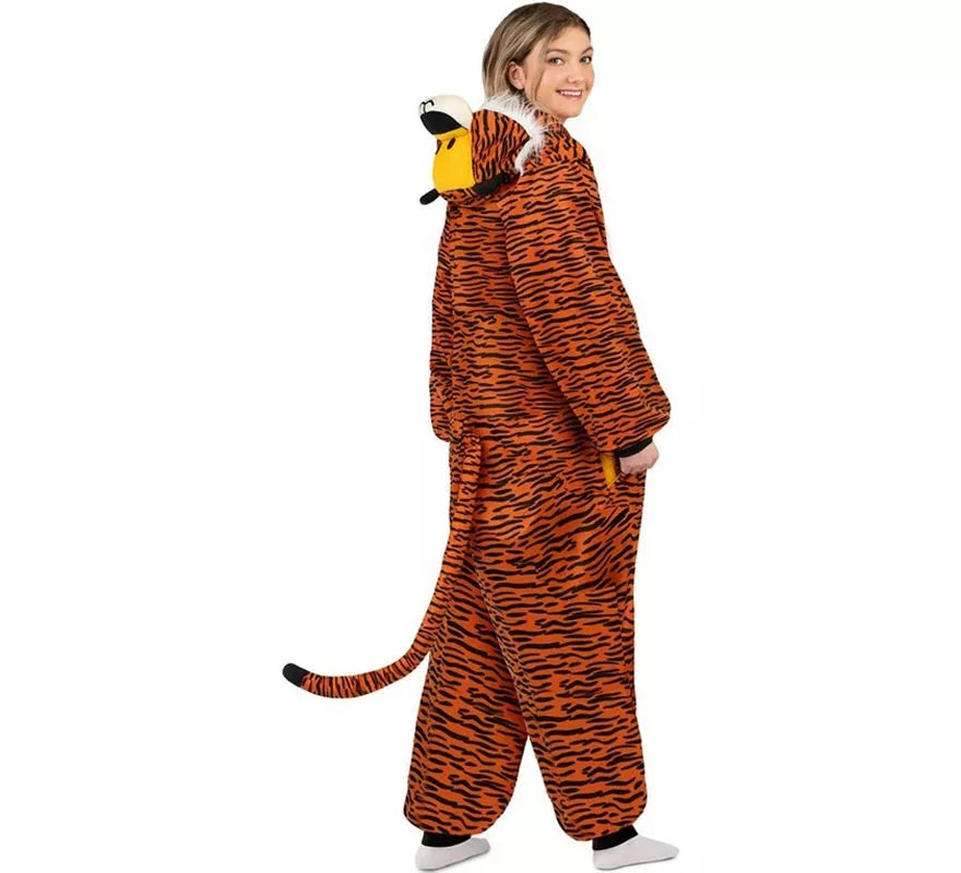 Disfraz o Pijama de Tigre oscuro con capucha para adulto