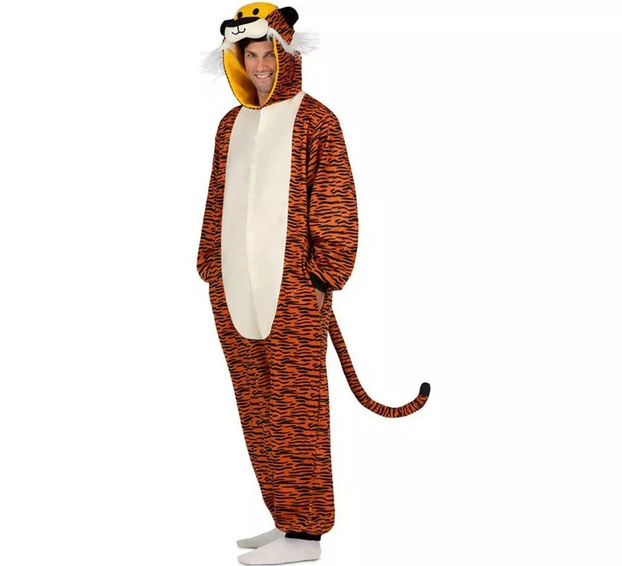 Translation missing: en.Disfraz o Pijama de Tigre oscuro con capucha para adulto