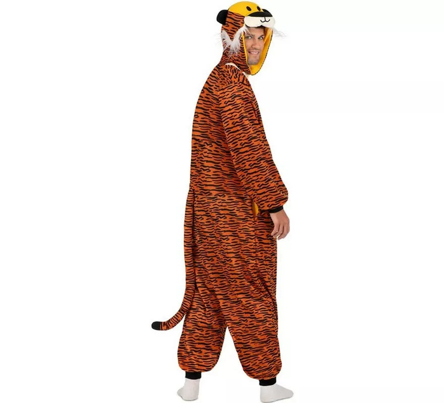 Disfraz o Pijama de Tigre oscuro con capucha para adulto