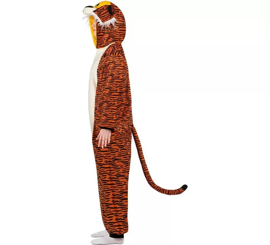 Disfraz o Pijama de Tigre oscuro con capucha para adulto