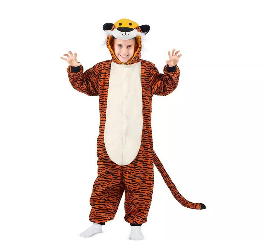 Translation missing: en.Disfraz o Pijama de Tigre oscuro con capucha para niños