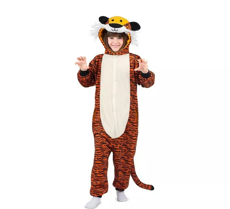 Translation missing: en.Disfraz o Pijama de Tigre oscuro con capucha para niños