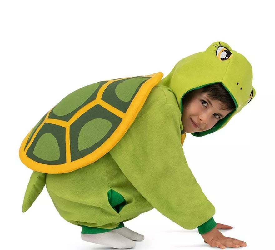 Disfraz o Pijama de Tortuga con capucha y cola para niños