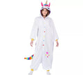 Disfraz o Pijama de Unicornio blanco con capucha para adulto