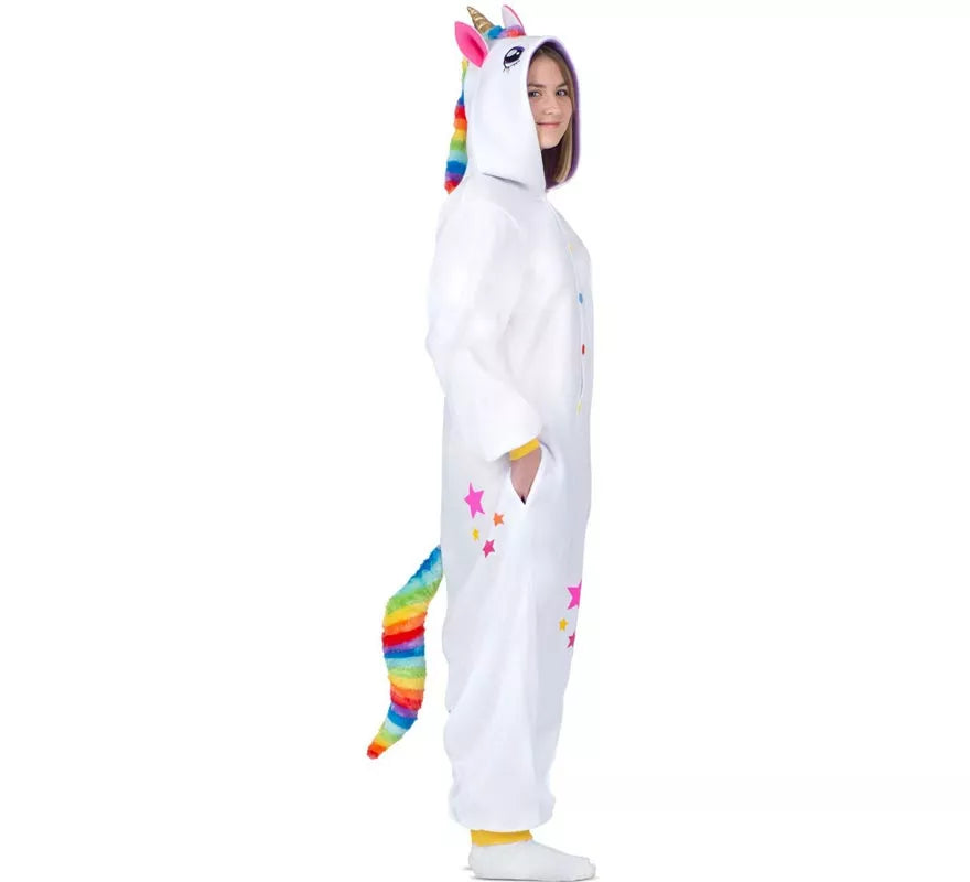 Translation missing: en.Disfraz o Pijama de Unicornio blanco con capucha para adulto