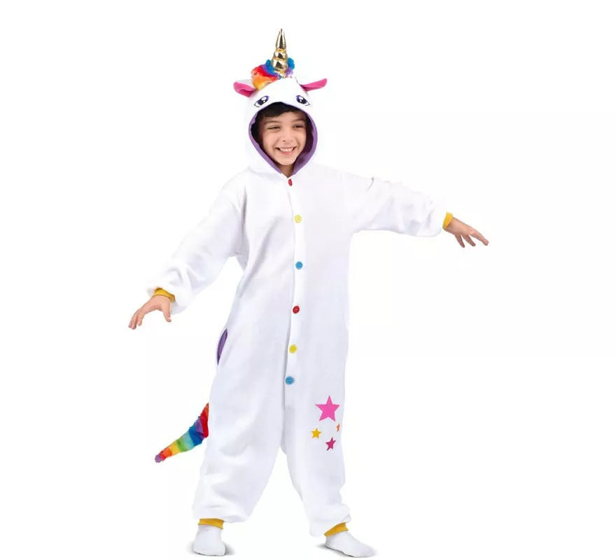 Translation missing: en.Disfraz o Pijama de Unicornio blanco con capucha para niños
