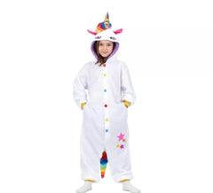 White Unicorn Costume or Pajamas with Hood for Children